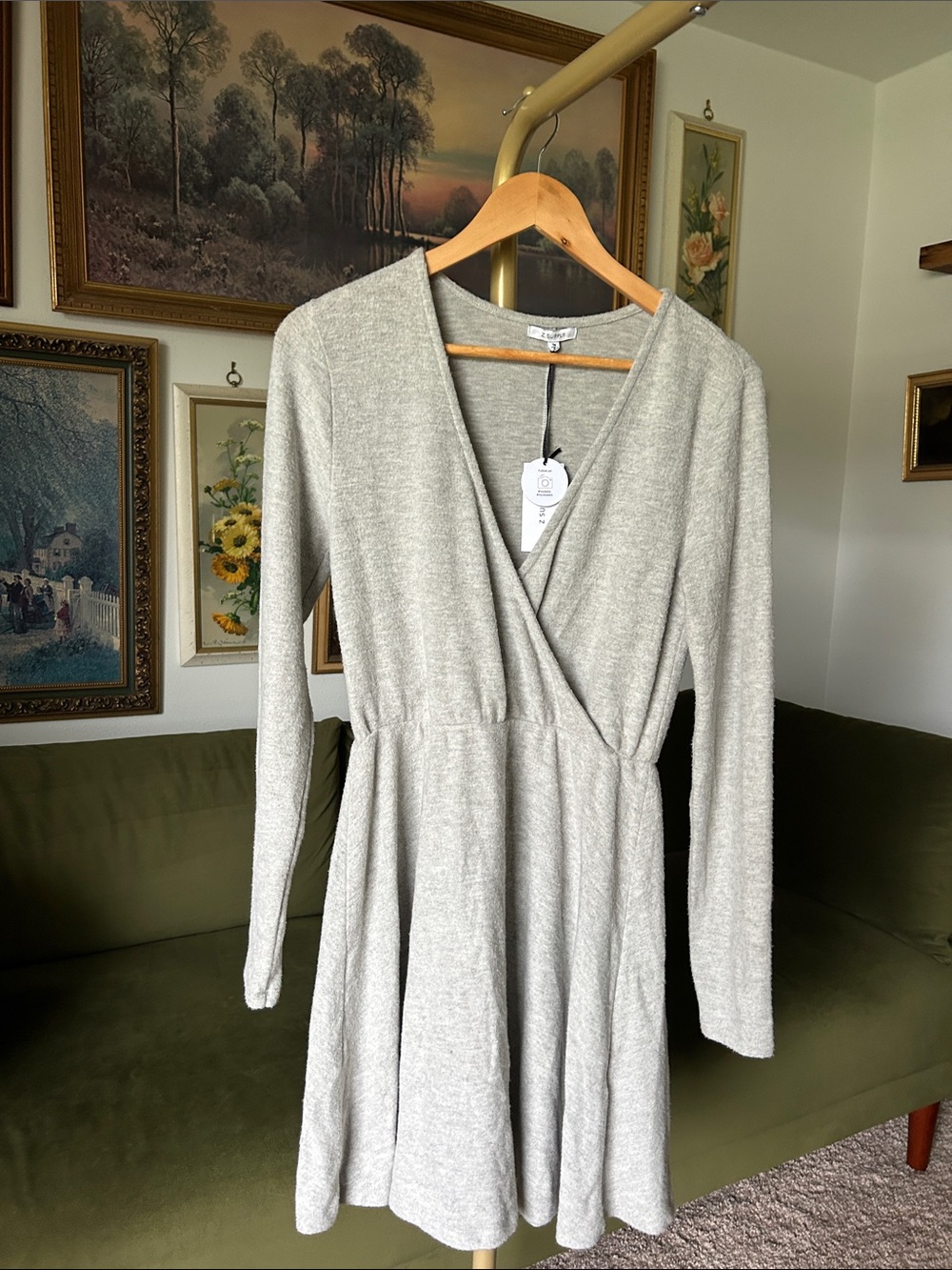 Z Supply Light Gray Wrap Sweater Dress